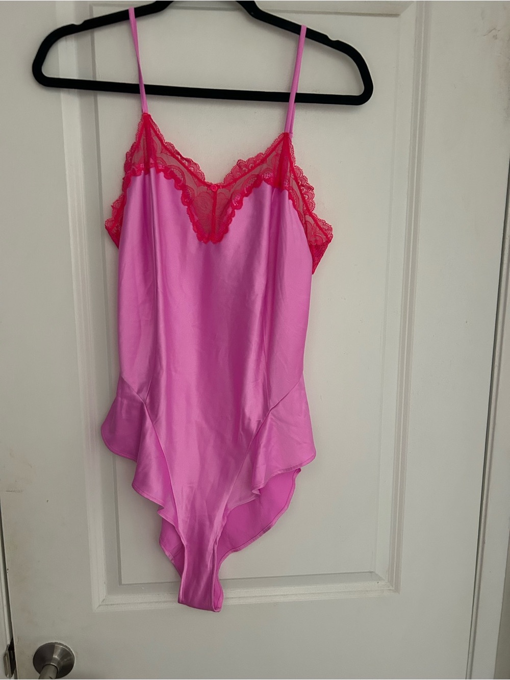 Skims Stretch Satin Lace Balconette Brief Bodysuit Large